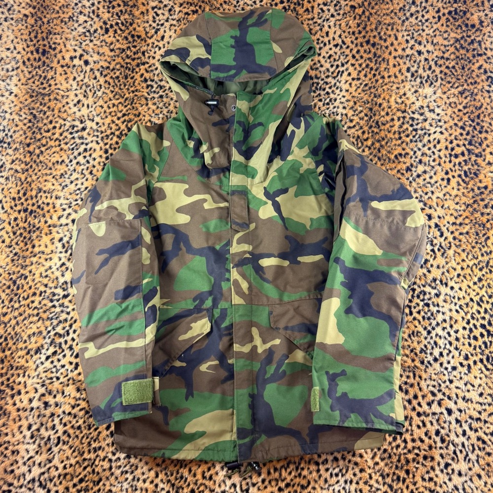 Vintage US Military ECWCS Gen 1 Woodland Camo Parka Raven Industries Small Short